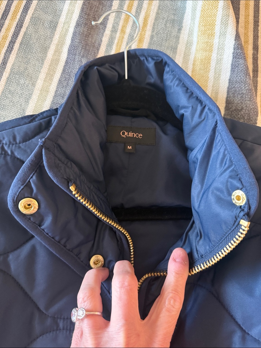 NWOT Quince Featherless Quilted Long Puffer Jacket - Admiral/Navy - Medium (344) - Picture 7 of 13